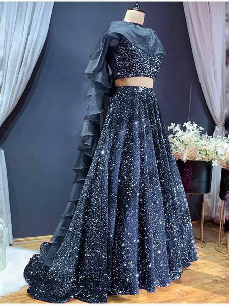 Gray Color Heavy Sequence Work  Designer Lehenga Choli