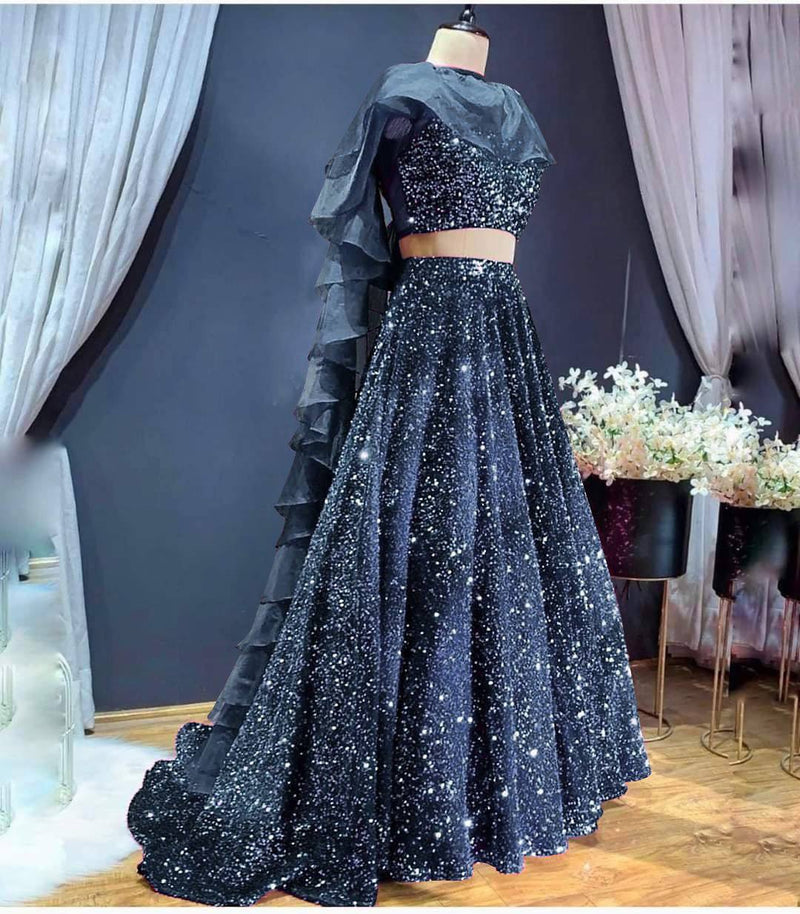 Gray Color Heavy Sequence Work  Designer Lehenga Choli