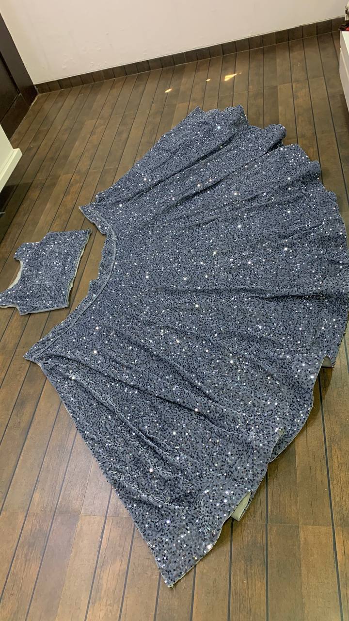 Gray Color Heavy Sequence Work  Designer Lehenga Choli
