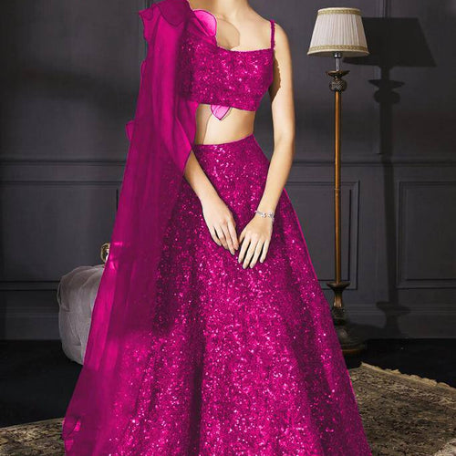 Pink Color Heavy Sequence Work  Designer Lehenga Choli