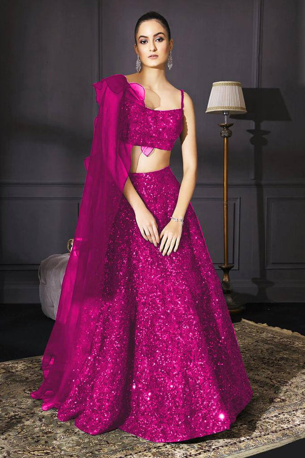 Pink Color Heavy Sequence Work  Designer Lehenga Choli