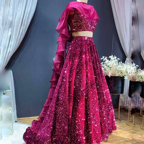 Pink Color Heavy Sequence Work  Designer Lehenga Choli