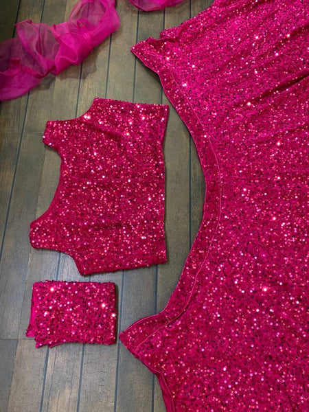 Pink Color Heavy Sequence Work  Designer Lehenga Choli