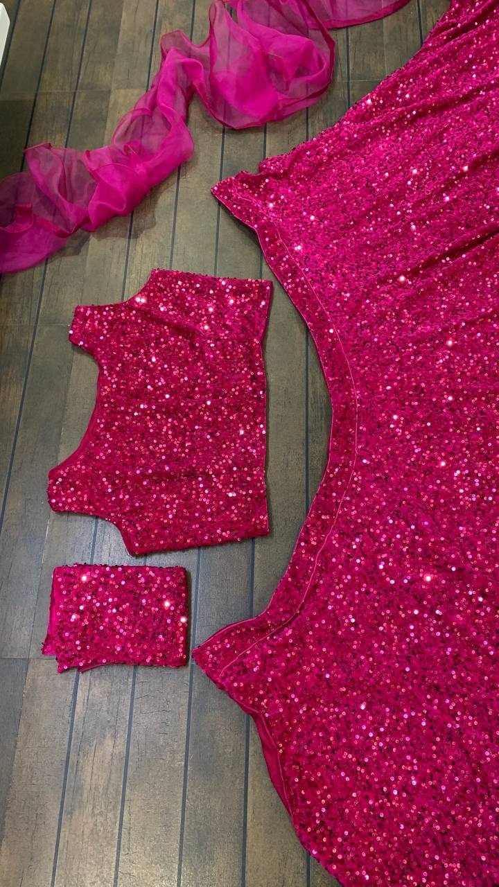 Pink Color Heavy Sequence Work  Designer Lehenga Choli