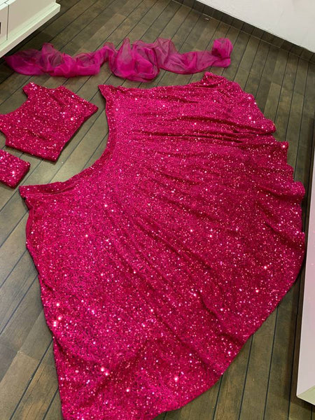 Pink Color Heavy Sequence Work  Designer Lehenga Choli
