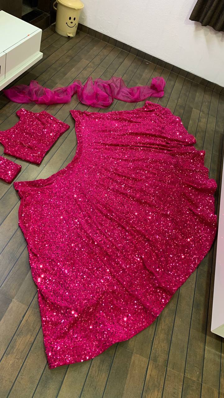 Pink Color Heavy Sequence Work  Designer Lehenga Choli