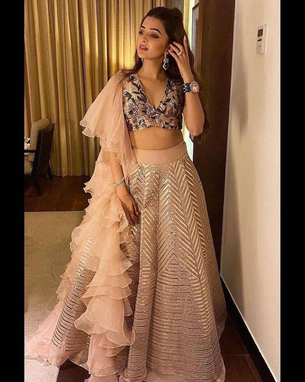 Peach Color Kasturi Silk Thread & Sequence Work Lehenga Choli