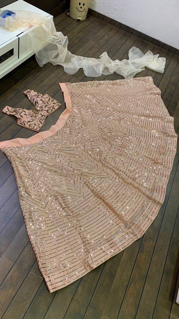 Peach Color Kasturi Silk Thread & Sequence Work Lehenga Choli