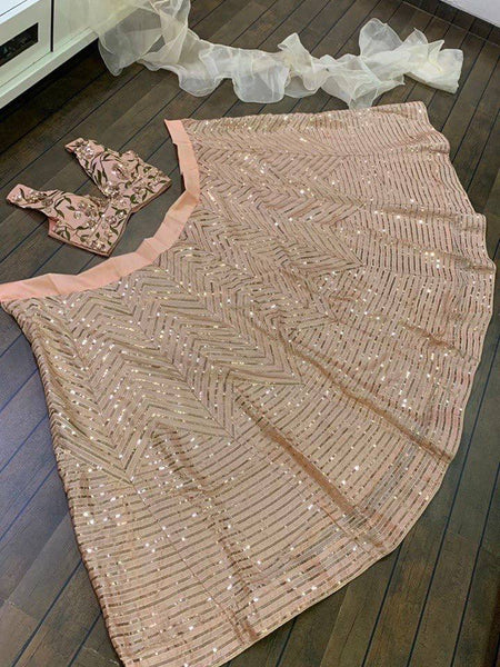 Peach Color Kasturi Silk Thread & Sequence Work Lehenga Choli
