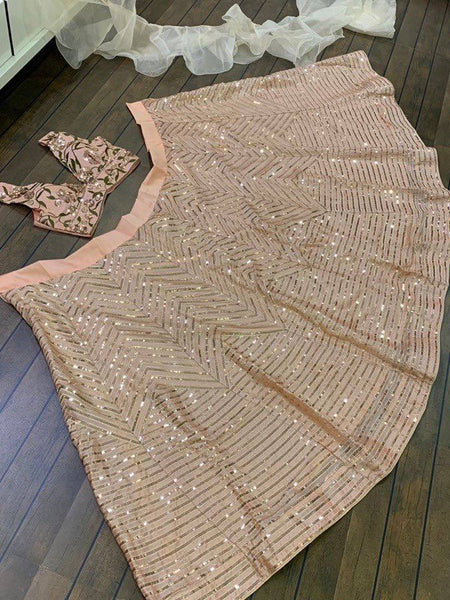 Peach Color Kasturi Silk Thread & Sequence Work Lehenga Choli