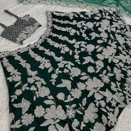 Bottle Green Color Heavy Sequence Work  Designer Lehenga Choli