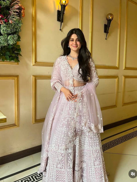 Pink Color Heavy Thread Sequence Work Designer Wedding Wear Lehenga Choli