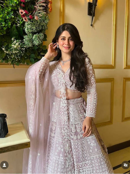 Pink Color Heavy Thread Sequence Work Designer Wedding Wear Lehenga Choli