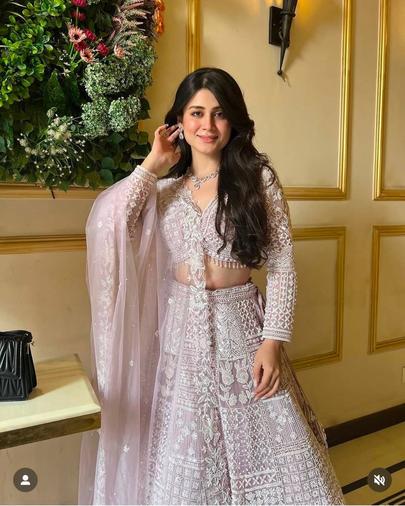Pink Color Heavy Thread Sequence Work Designer Wedding Wear Lehenga Choli
