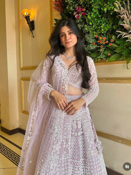 Pink Color Heavy Thread Sequence Work Designer Wedding Wear Lehenga Choli