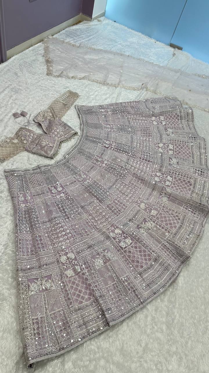 Pink Color Heavy Thread Sequence Work Designer Wedding Wear Lehenga Choli