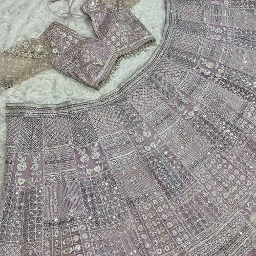 Pink Color Heavy Thread Sequence Work Designer Wedding Wear Lehenga Choli