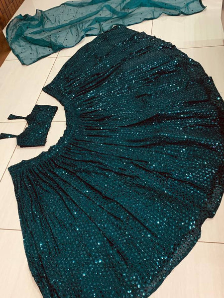 Rama Green Color Heavy Sequence Work Designer Pary Wear Lehenga Choli