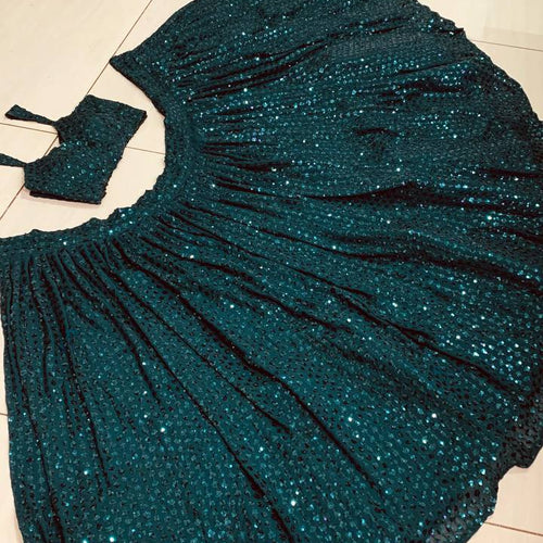 Rama Green Color Heavy Sequence Work Designer Pary Wear Lehenga Choli