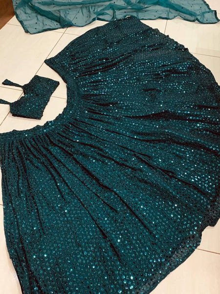 Rama Green Color Heavy Sequence Work Designer Pary Wear Lehenga Choli