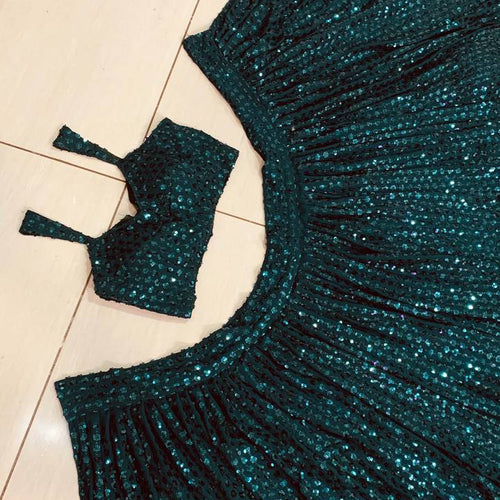 Rama Green Color Heavy Sequence Work Designer Pary Wear Lehenga Choli