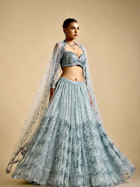 Gray Color Heavy Sequence Work Designer Lehenga Choli