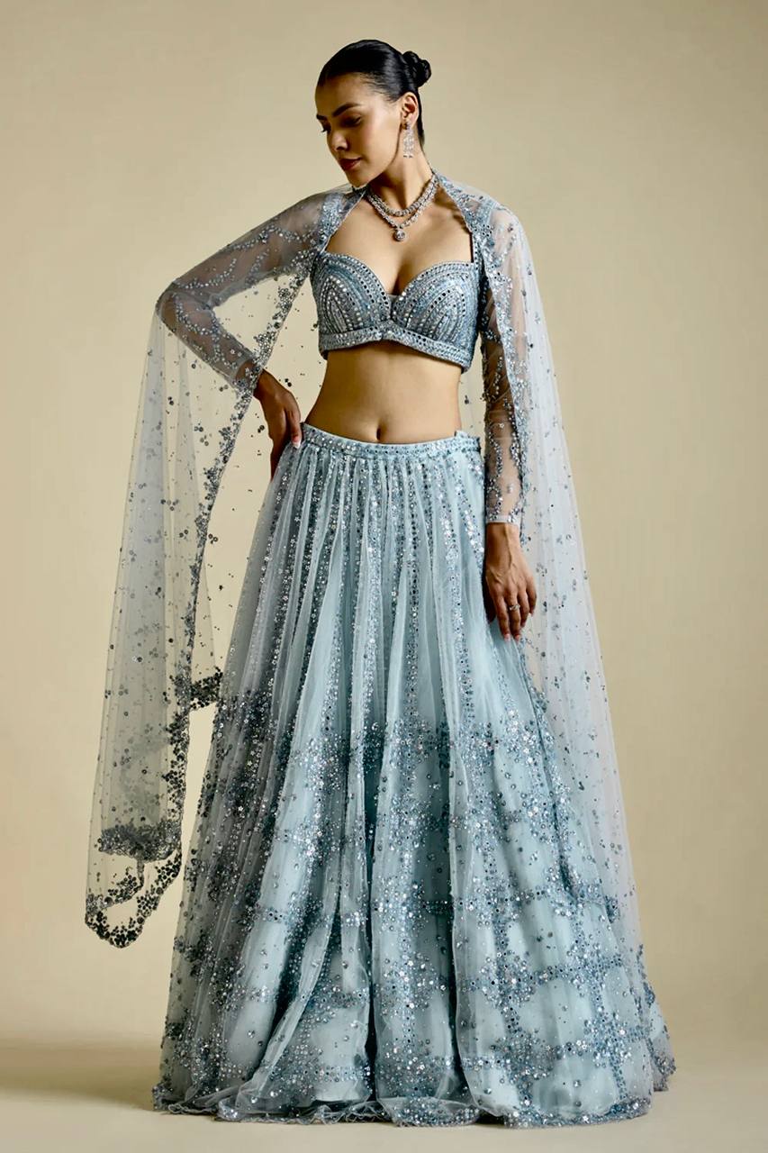 Gray Color Heavy Sequence Work Designer Lehenga Choli