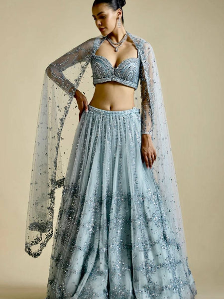 Gray Color Heavy Sequence Work Designer Lehenga Choli