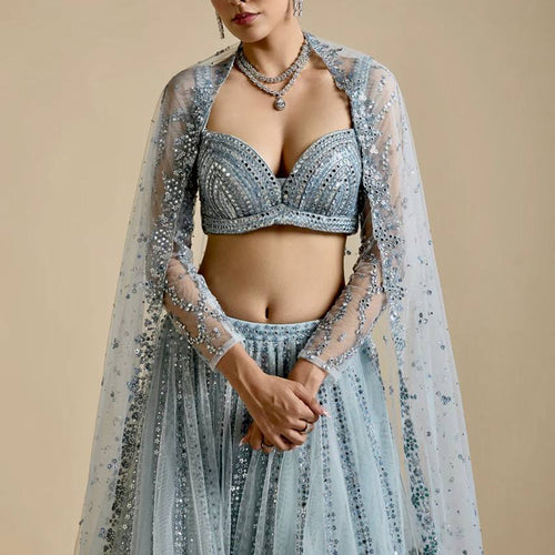Gray Color Heavy Sequence Work Designer Lehenga Choli