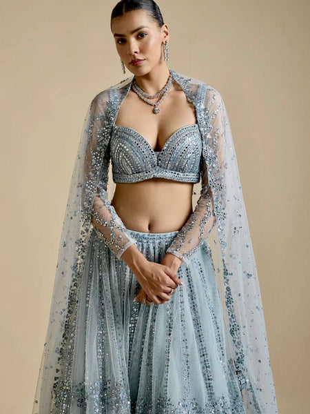 Gray Color Heavy Sequence Work Designer Lehenga Choli