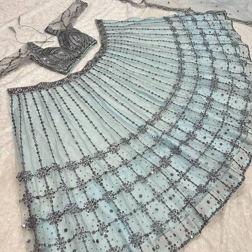 Gray Color Heavy Sequence Work Designer Lehenga Choli