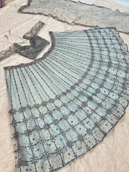 Gray Color Heavy Sequence Work Designer Lehenga Choli