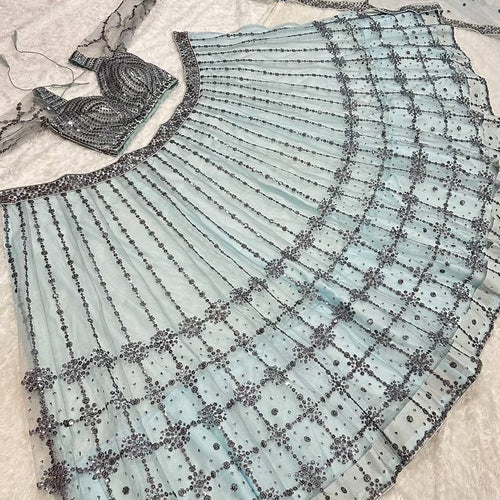 Gray Color Heavy Sequence Work Designer Lehenga Choli