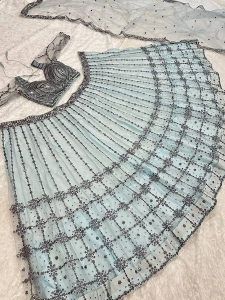 Gray Color Heavy Sequence Work Designer Lehenga Choli