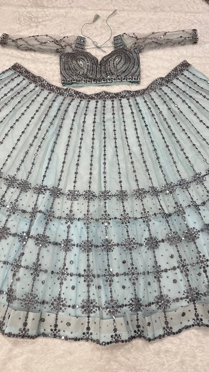 Gray Color Heavy Sequence Work Designer Lehenga Choli