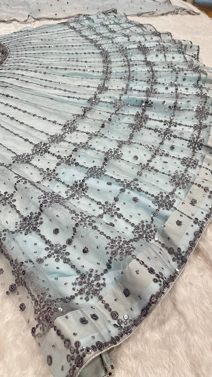 Gray Color Heavy Sequence Work Designer Lehenga Choli