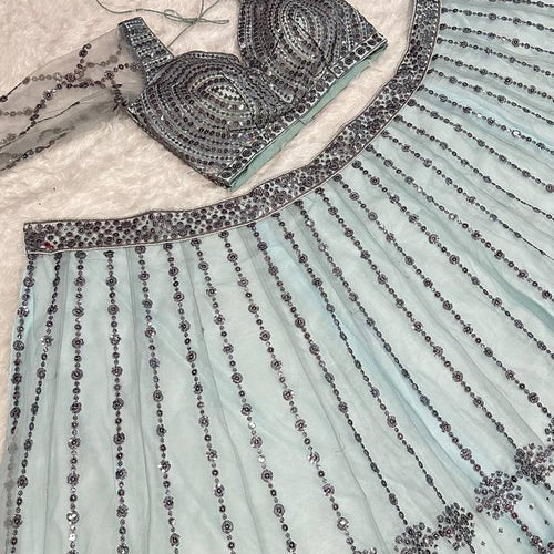 Gray Color Heavy Sequence Work Designer Lehenga Choli