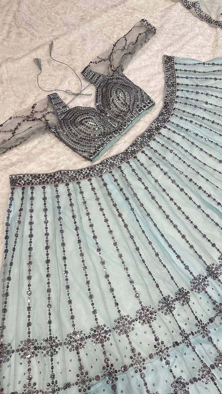 Gray Color Heavy Sequence Work Designer Lehenga Choli
