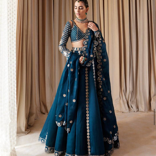Blue Color Heavy Sequence Work Designer Party Wear Lehenga Choli
