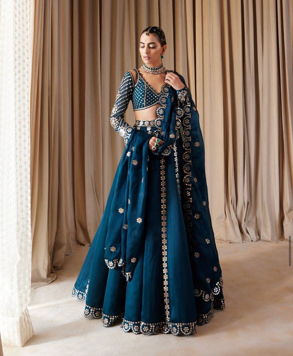 Blue Color Heavy Sequence Work Designer Party Wear Lehenga Choli
