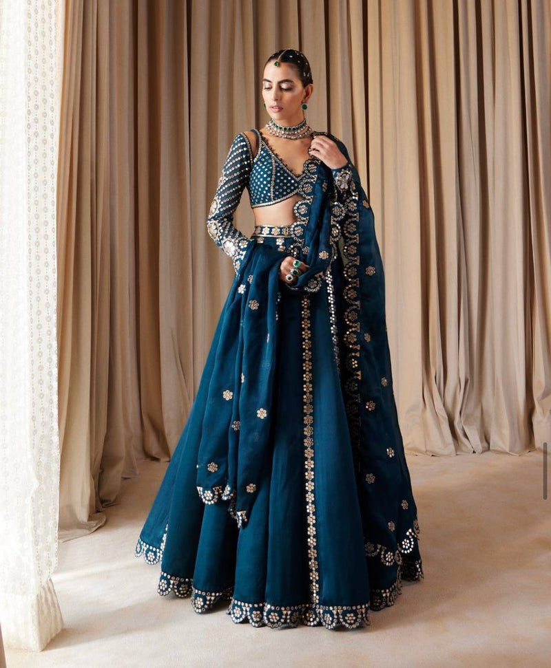 Blue Color Heavy Sequence Work Designer Party Wear Lehenga Choli