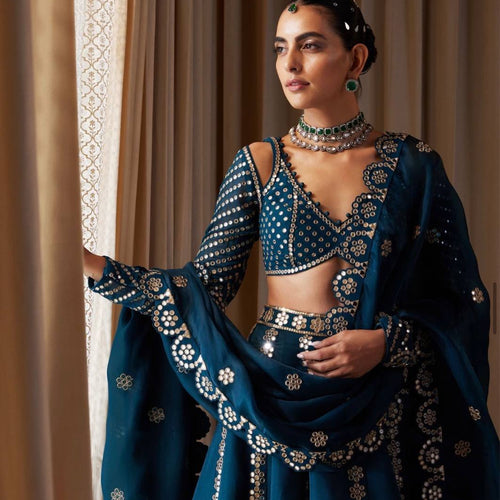 Blue Color Heavy Sequence Work Designer Party Wear Lehenga Choli