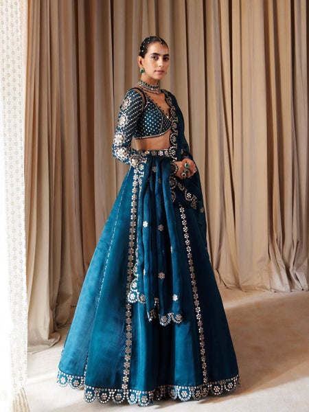 Blue Color Heavy Sequence Work Designer Party Wear Lehenga Choli