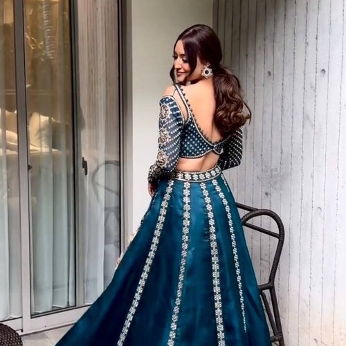 Blue Color Heavy Sequence Work Designer Party Wear Lehenga Choli