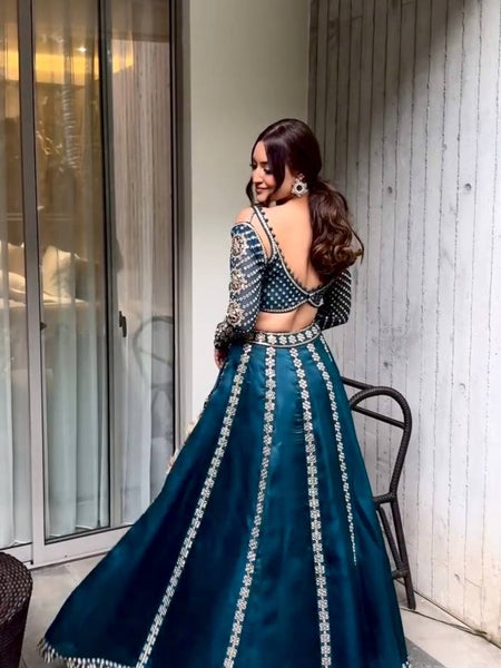 Blue Color Heavy Sequence Work Designer Party Wear Lehenga Choli