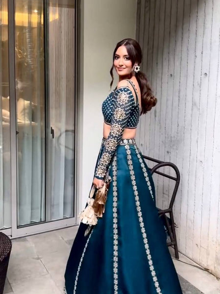 Blue Color Heavy Sequence Work Designer Party Wear Lehenga Choli