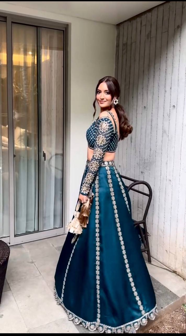 Blue Color Heavy Sequence Work Designer Party Wear Lehenga Choli