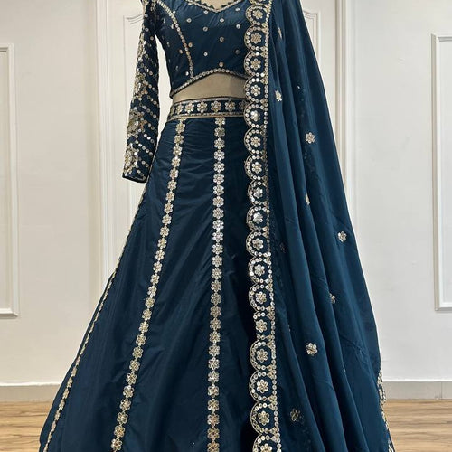 Blue Color Heavy Sequence Work Designer Party Wear Lehenga Choli