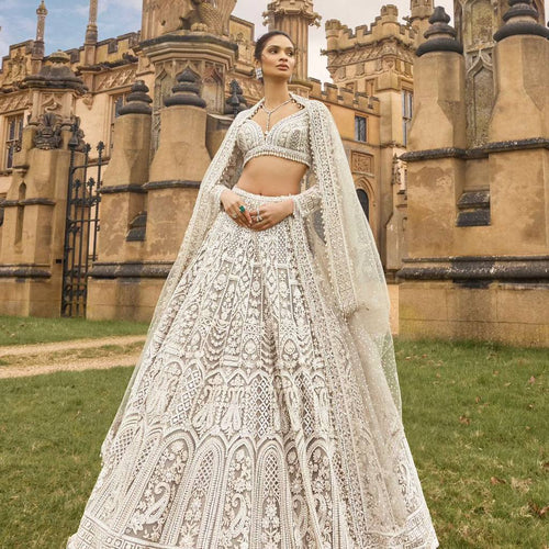 Off White Color Heay Thread With Sequence Work Designer Lehenga Choli