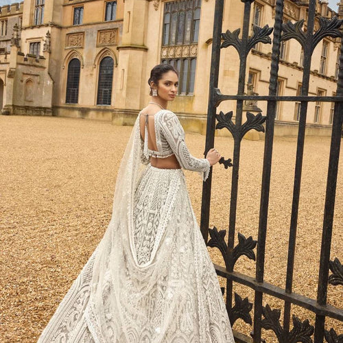 Off White Color Heay Thread With Sequence Work Designer Lehenga Choli